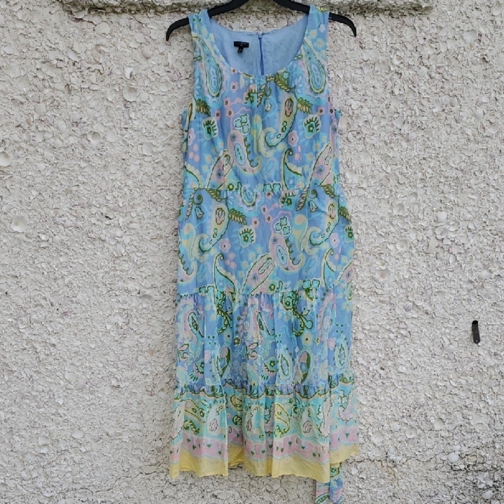 Talbots Blue Midi Sundress with Scoop Neck and Sleeveless Design